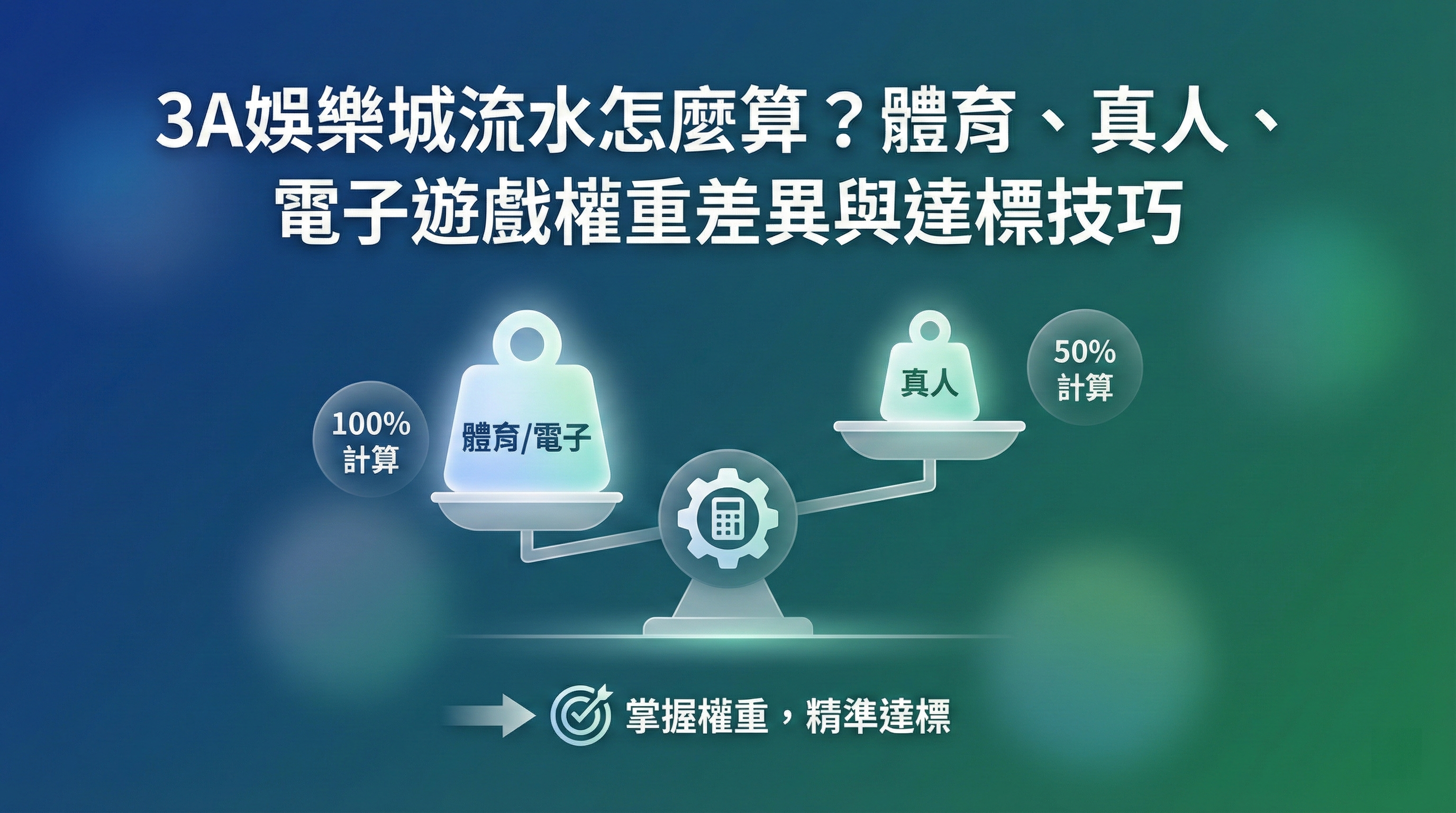 3A娛樂城流水權重計算教學:圖解體育電子 100% 與真人視訊 50% 的有效投注量差異