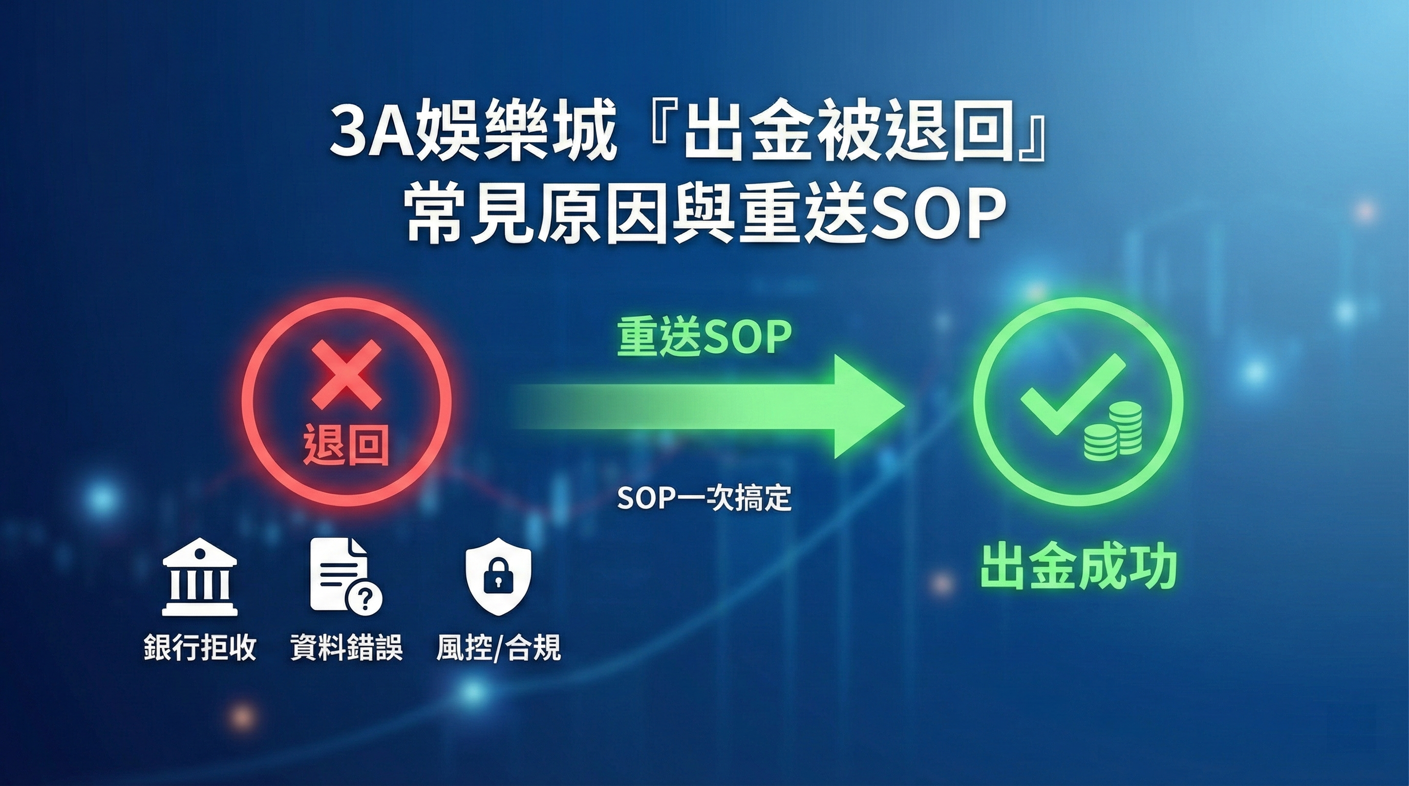 3A娛樂城出金被退回排解：圖解銀行拒收、資料錯誤與風控合規三大原因及重送SOP流程